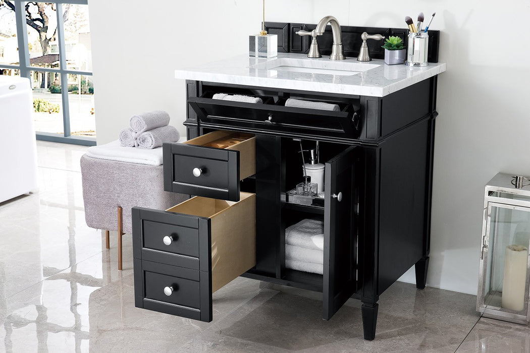 Brittany 30" Single Bathroom Vanity in Black Onyx Single Bathroom Vanity James Martin Vanities Charcoal Soapstone Quartz 