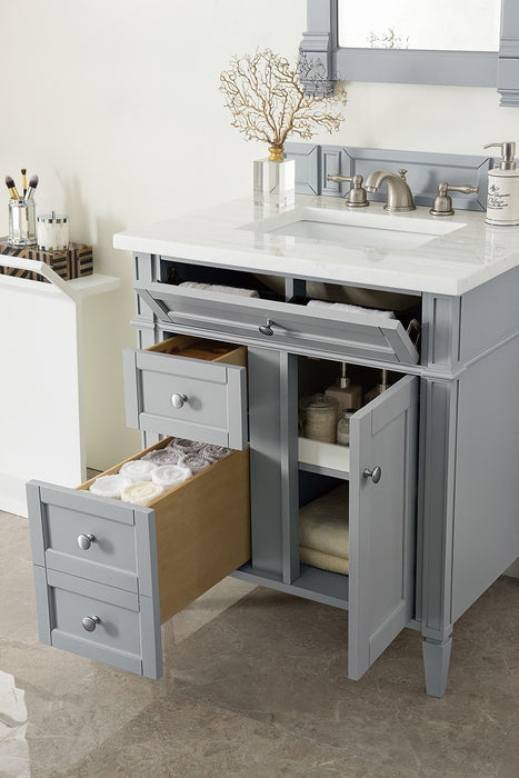 Brittany 30" Single Bathroom Vanity in Urban Gray Single Bathroom Vanity James Martin Vanities Charcoal Soapstone Quartz 