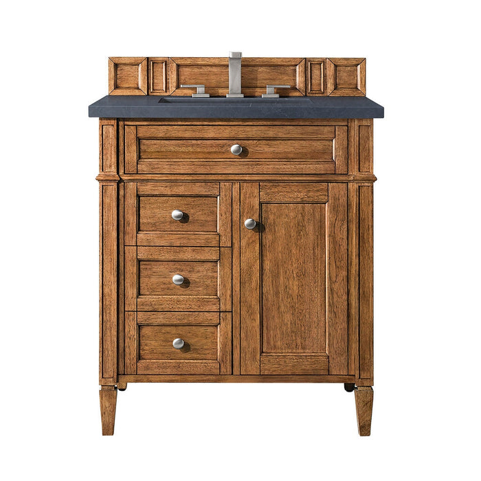 Brittany 30" Single Vanity Cabinet in Saddle Brown Single Bathroom Vanity James Martin Vanities Eternal Marfil Quartz 