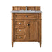 Brittany 30" Single Vanity Cabinet in Saddle Brown Single Bathroom Vanity James Martin Vanities White Zeus Quartz 