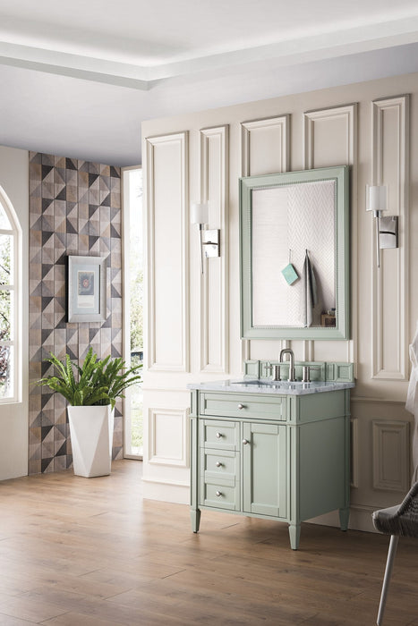 Brittany 30" Single Vanity Cabinet, Sage Green Single Bathroom Vanity James Martin Vanities Arctic Fall Solid Surface 