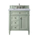 Brittany 30" Single Vanity Cabinet, Sage Green Single Bathroom Vanity James Martin Vanities Charcoal Soapstone Quartz 