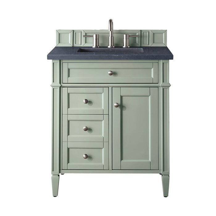 Brittany 30" Single Vanity Cabinet, Sage Green Single Bathroom Vanity James Martin Vanities Eternal Serena Quartz 