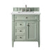 Brittany 30" Single Vanity Cabinet, Sage Green Single Bathroom Vanity James Martin Vanities White Zeus Quartz 