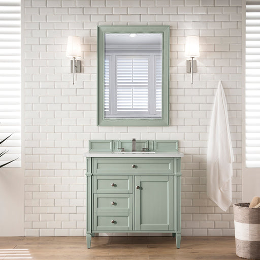 Brittany 30" Single Vanity Cabinet, Sage Green Single Bathroom Vanity James Martin Vanities Select Your Top 