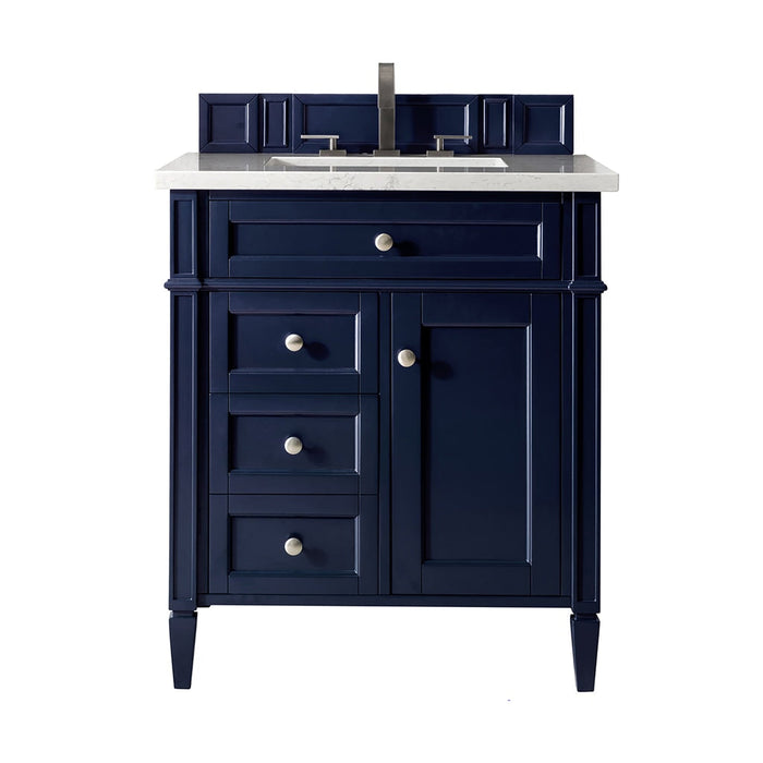 Brittany 30" Single Vanity in Victory Blue Single Bathroom Vanity James Martin Vanities White Zeus Quartz 