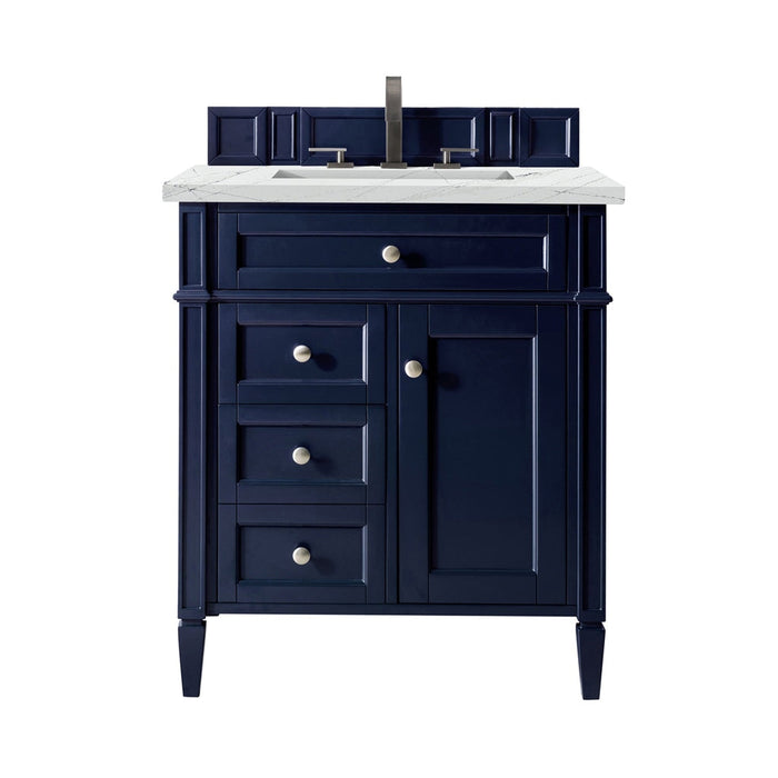 Brittany 30" Single Vanity in Victory Blue Single Bathroom Vanity James Martin Vanities Eternal Jasmine Quartz 