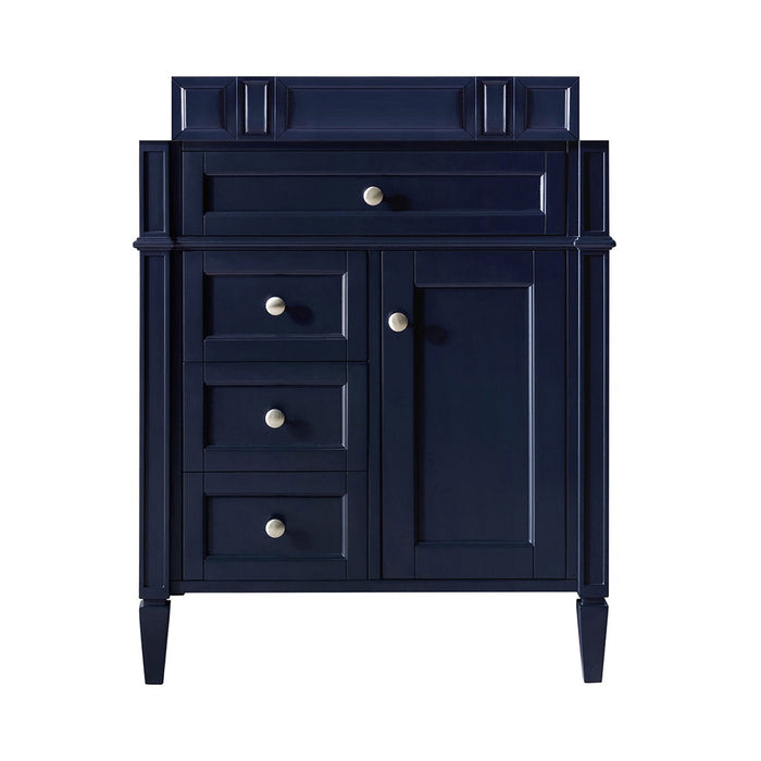 Brittany 30" Single Vanity in Victory Blue Single Bathroom Vanity James Martin Vanities Victorian Silver Quartz 