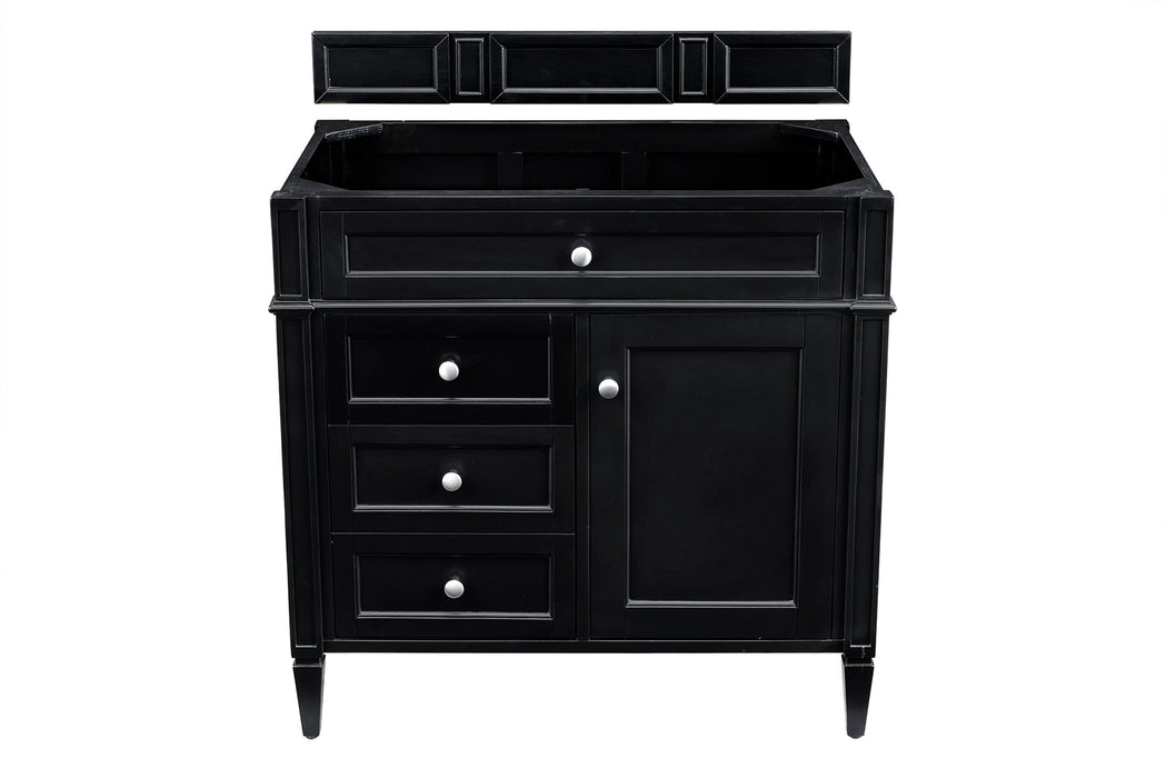 Brittany 36" Single Bathroom Vanity in Black Onyx Single Bathroom Vanity James Martin Vanities Eternal Jasmine Pearl Quartz 