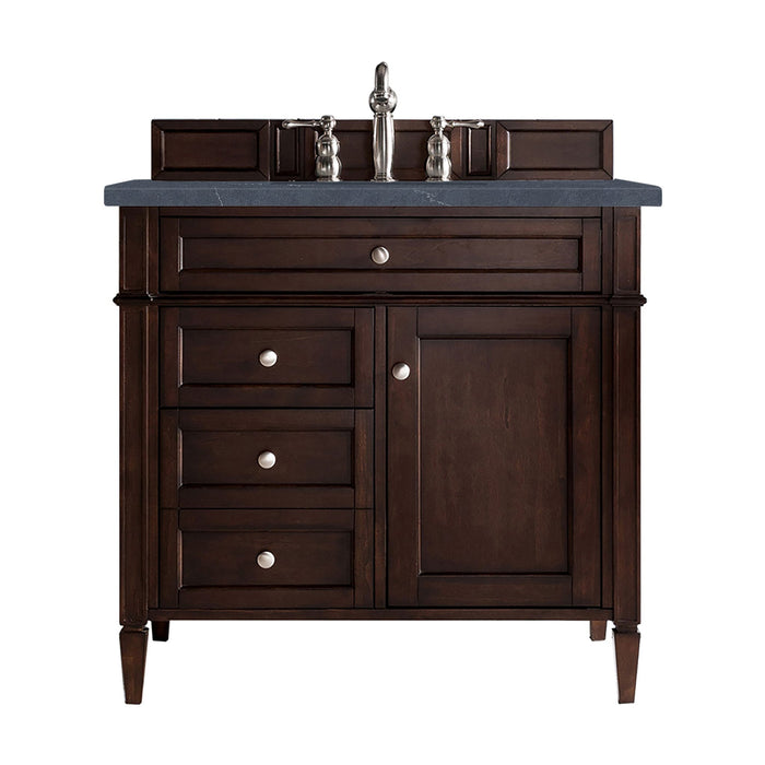 Brittany 36" Single Bathroom Vanity in Burnished Mahogany Single Bathroom Vanity James Martin Vanities White Zeus Quartz 