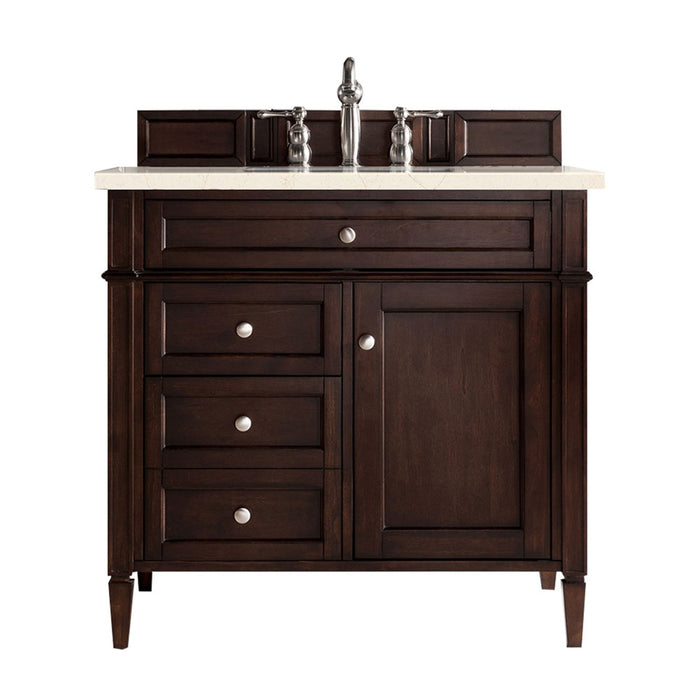 Brittany 36" Single Bathroom Vanity in Burnished Mahogany Single Bathroom Vanity James Martin Vanities Lime Delight Quartz 