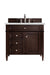 Brittany 36" Single Bathroom Vanity in Burnished Mahogany Single Bathroom Vanity James Martin Vanities Eternal Marfil Quartz 