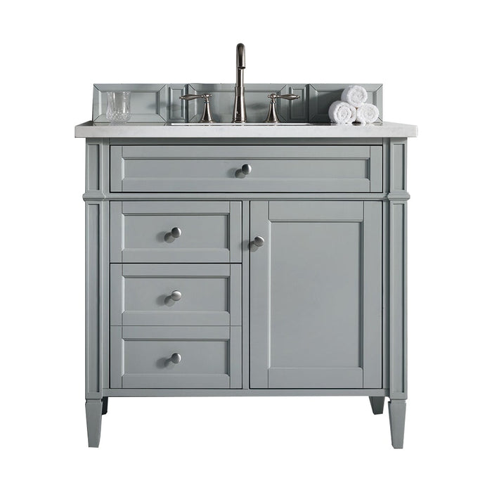 Brittany 36" Single Bathroom Vanity in Urban Gray Single Bathroom Vanity James Martin Vanities Ethereal Noctis Quartz 