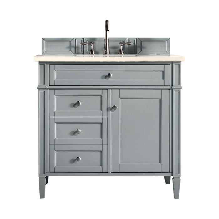 Brittany 36" Single Bathroom Vanity in Urban Gray Single Bathroom Vanity James Martin Vanities White Zeus Quartz 