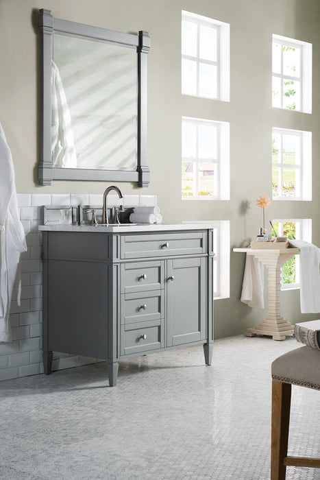 Brittany 36" Single Bathroom Vanity in Urban Gray Single Bathroom Vanity James Martin Vanities Arctic Fall Solid Surface 