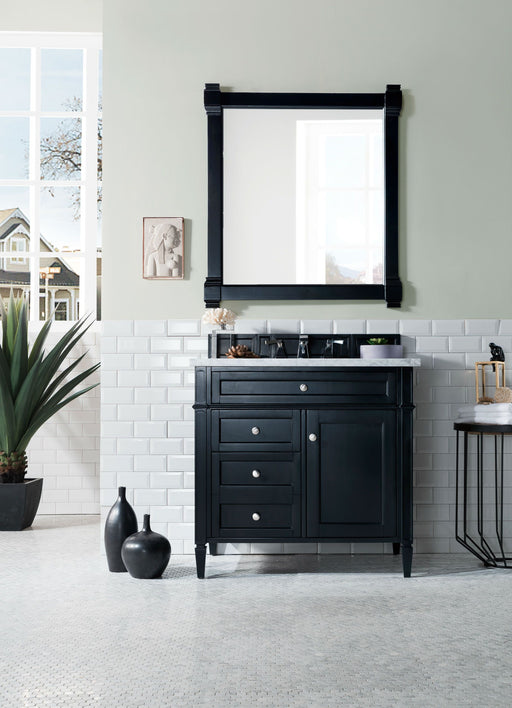 Brittany 36" Single Bathroom Vanity in Black Onyx Single Bathroom Vanity James Martin Vanities Arctic Fall Solid Surface 