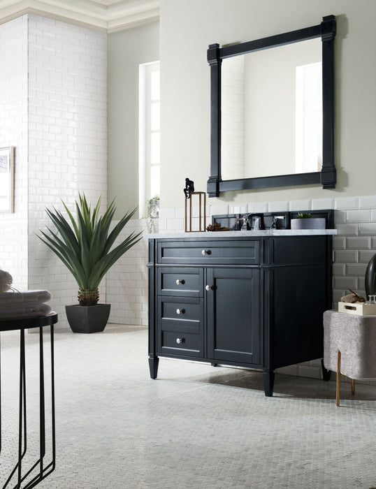 Brittany 36" Single Bathroom Vanity in Black Onyx Single Bathroom Vanity James Martin Vanities Carrara White Marble 