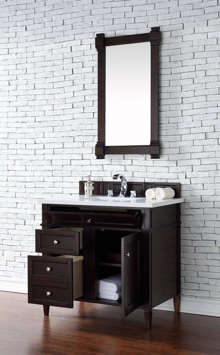 Brittany 36" Single Bathroom Vanity in Burnished Mahogany Single Bathroom Vanity James Martin Vanities Charcoal Soapstone Quartz 