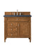 Brittany 36" Single Vanity Cabinet in Saddle Brown Single Bathroom Vanity James Martin Vanities Parisien Bleu Quartz 