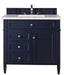 Brittany 36" Single Vanity in Victory Blue Single Bathroom Vanity James Martin Vanities White Zeus Single Faucet Quartz Top w/Backsplash 