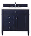 Brittany 36" Single Vanity in Victory Blue Single Bathroom Vanity James Martin Vanities Eternal Serena Quartz 