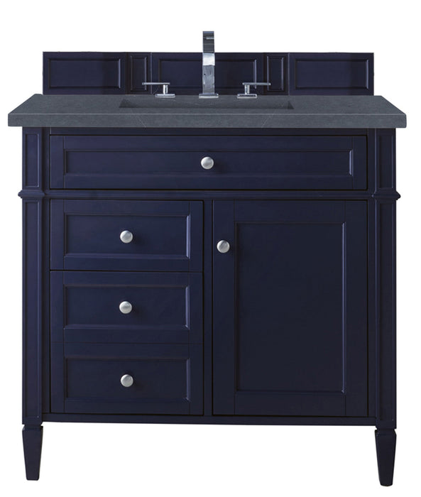 Brittany 36" Single Vanity in Victory Blue Single Bathroom Vanity James Martin Vanities Eternal Marfil Quartz 