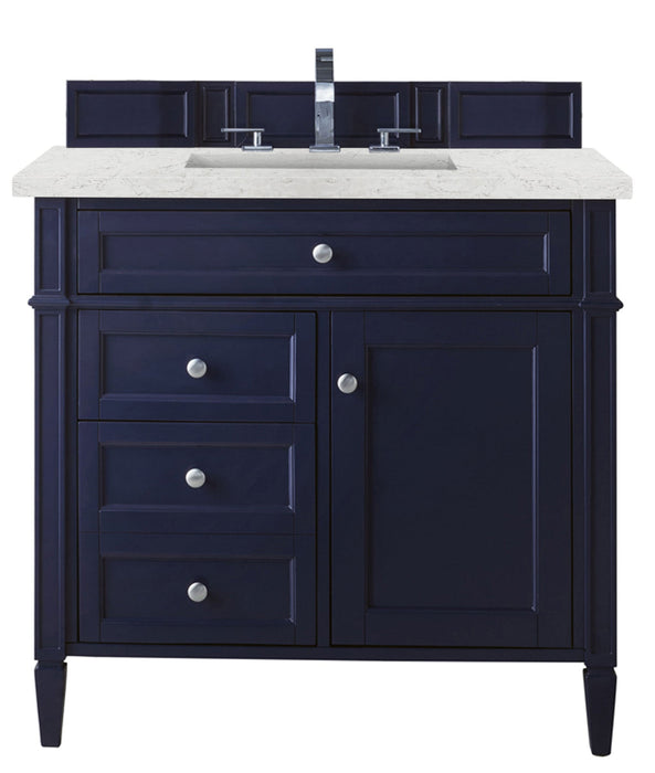 Brittany 36" Single Vanity in Victory Blue Single Bathroom Vanity James Martin Vanities Victorian Silver Quartz 