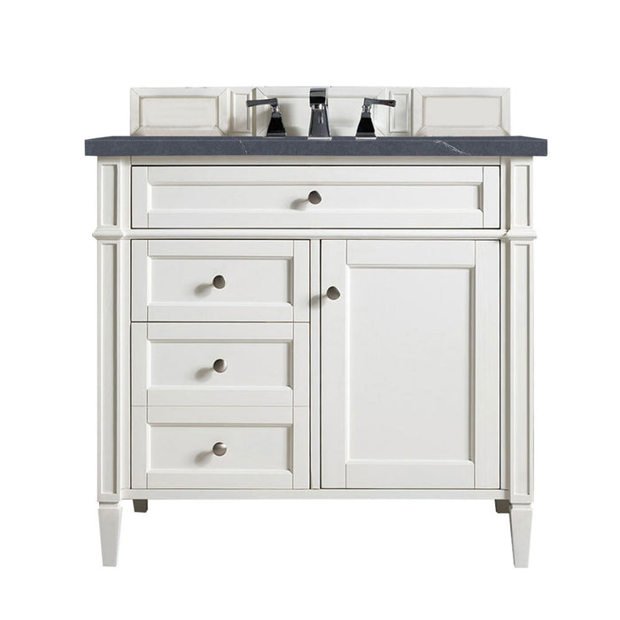 Brittany 36"Single Bathroom Vanity in Bright White Single Bathroom Vanity James Martin Vanities Eternal Marfil Quartz 