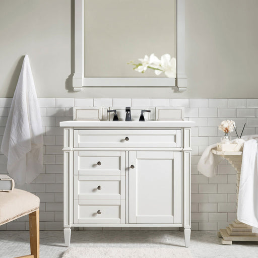 Brittany 36"Single Bathroom Vanity in Bright White Single Bathroom Vanity James Martin Vanities Select Your Top 