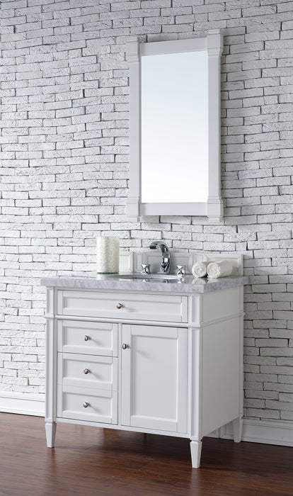 Brittany 36"Single Bathroom Vanity in Bright White Single Bathroom Vanity James Martin Vanities Arctic Fall Solid Surface 