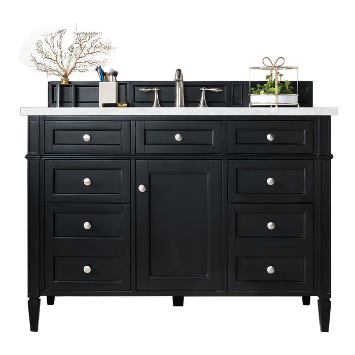 Brittany 48" Single Bathroom Vanity in Black Onyx Single Bathroom Vanity James Martin Vanities Parisien Bleu Quartz 