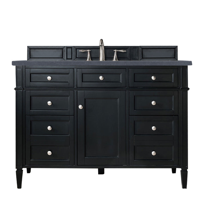 Brittany 48" Single Bathroom Vanity in Black Onyx Single Bathroom Vanity James Martin Vanities Ethereal Noctis Quartz 