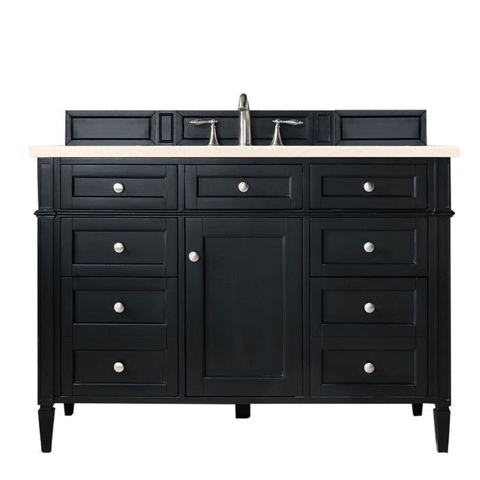 Brittany 48" Single Bathroom Vanity in Black Onyx Single Bathroom Vanity James Martin Vanities Eternal Serena Quartz 