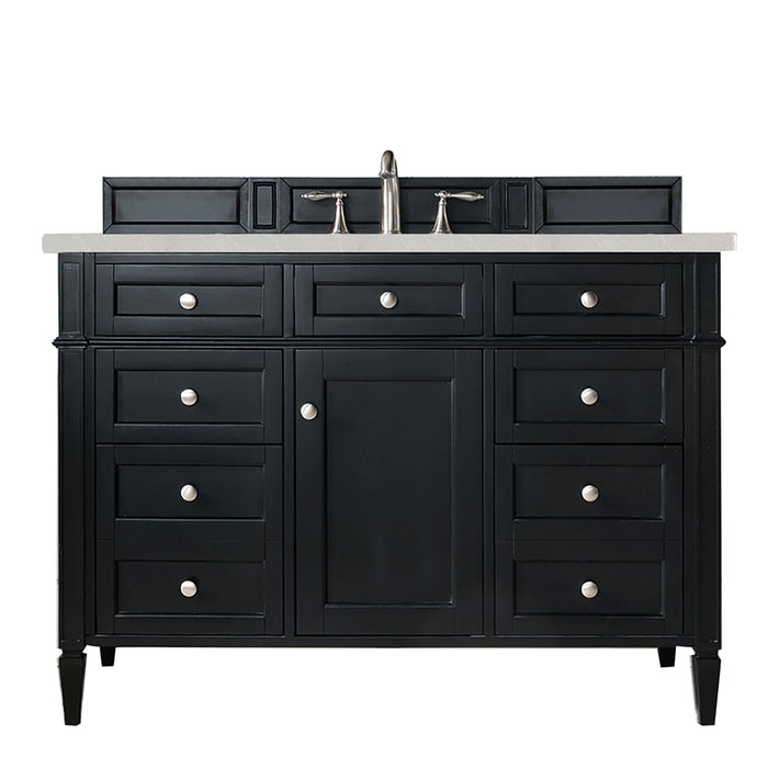 Brittany 48" Single Bathroom Vanity in Black Onyx Single Bathroom Vanity James Martin Vanities Eternal Marfil Quartz 