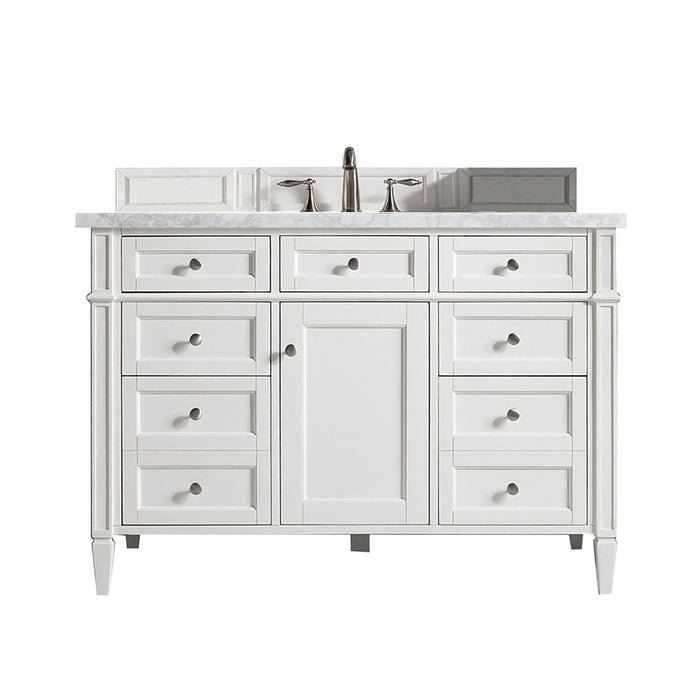 Brittany 48" Single Bathroom Vanity in Bright White Single Bathroom Vanity James Martin Vanities Parisien Bleu Quartz 