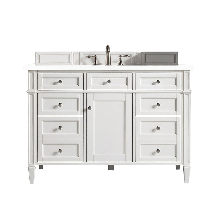 Brittany 48" Single Bathroom Vanity in Bright White Single Bathroom Vanity James Martin Vanities Eternal Marfil Quartz 