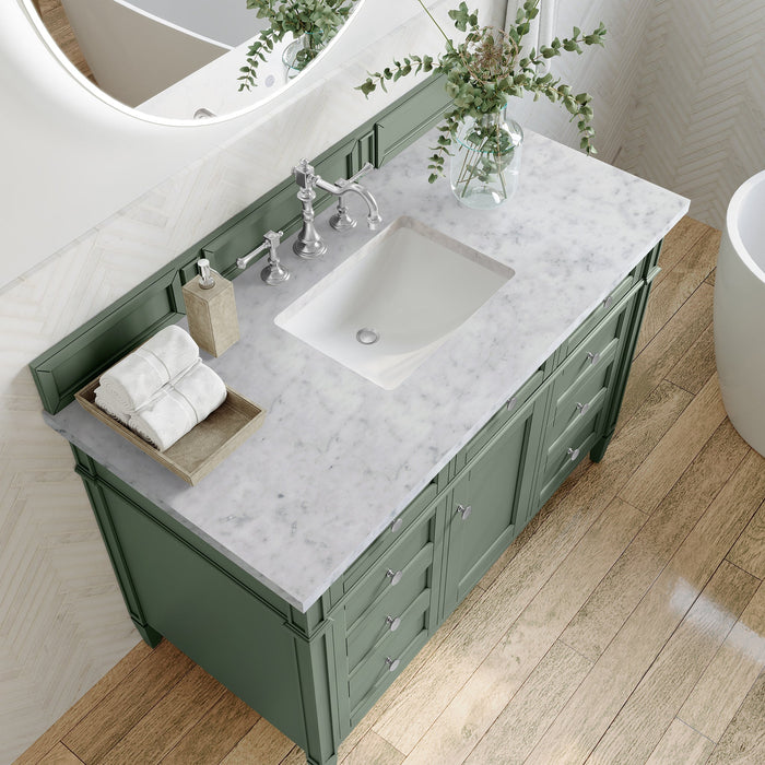 Brittany 48" Single Bathroom Vanity in Smokey Celadon Single Bathroom Vanity James Martin Vanities Charcoal Soapstone Quartz 