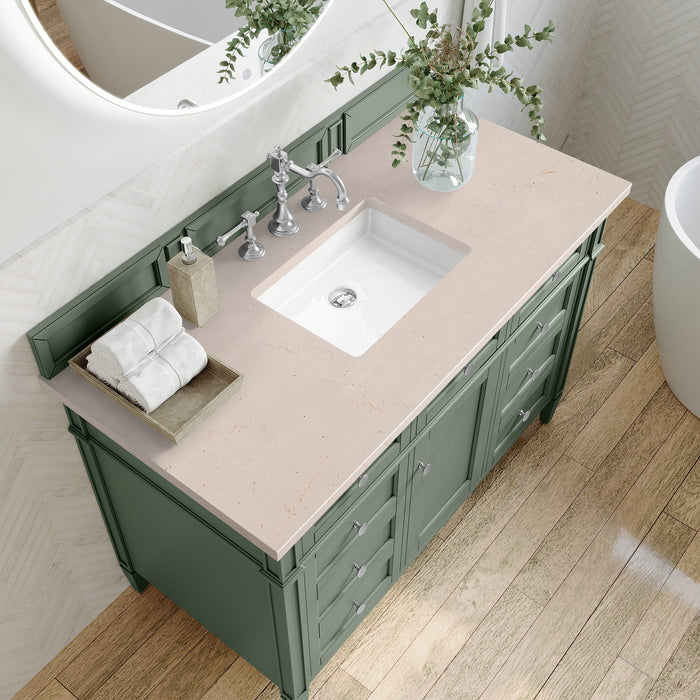 Brittany 48" Single Bathroom Vanity in Smokey Celadon Single Bathroom Vanity James Martin Vanities Eternal Serena Quartz 