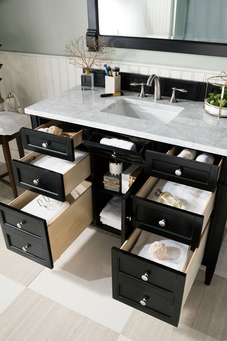 Brittany 48" Single Bathroom Vanity in Black Onyx Single Bathroom Vanity James Martin Vanities Carrara White Marble 