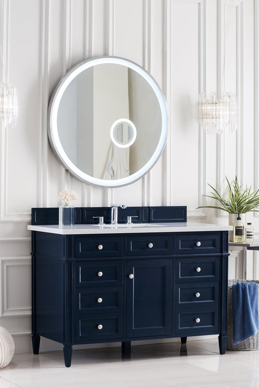 Brittany 48" Single Bathroom Vanity in Victory Blue Single Bathroom Vanity James Martin Vanities Arctic Fall Solid Surface 