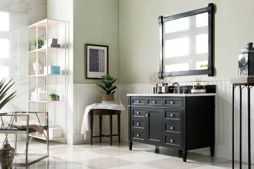 Brittany 48" Single Bathroom Vanity in Black Onyx Single Bathroom Vanity James Martin Vanities Arctic Fall Solid Surface 