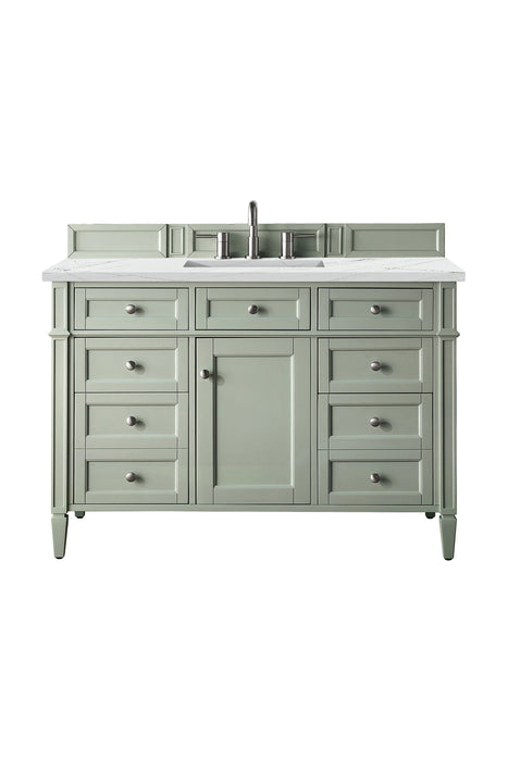 Brittany 48" Single Vanity Cabinet in Sage Green Single Bathroom Vanity James Martin Vanities White Zeus Quartz 