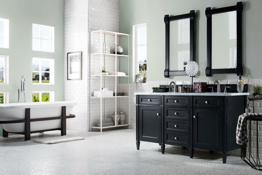 Brittany 60" Double Bathroom Vanity in Black Onyx Double bathroom Vanity James Martin Vanities Arctic Fall Solid Surface 