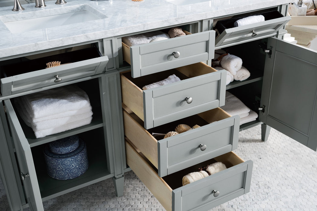 Brittany 60" Double Bathroom Vanity in Urban Gray Double bathroom Vanity James Martin Vanities Carrara White Marble 