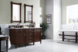 Brittany 60" Double Bathroom Vanity in Burnished Mahogany Double bathroom Vanity James Martin Vanities Arctic Fall Solid Surface 