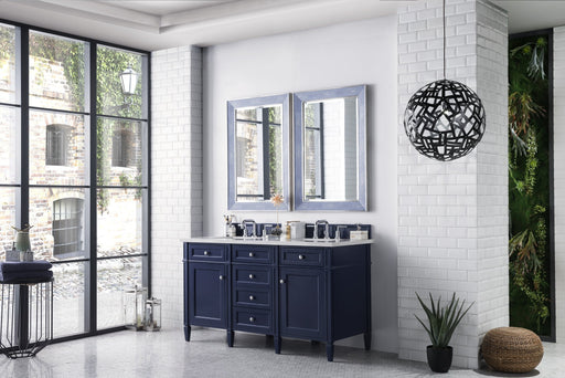 Brittany 60" Double Bathroom Vanity in Victory Blue Double bathroom Vanity James Martin Vanities Arctic Fall Solid Surface 