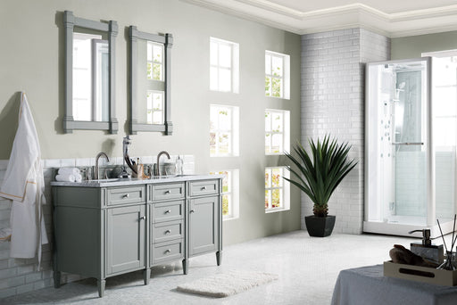 Brittany 60" Double Bathroom Vanity in Urban Gray Double bathroom Vanity James Martin Vanities Arctic Fall Solid Surface 