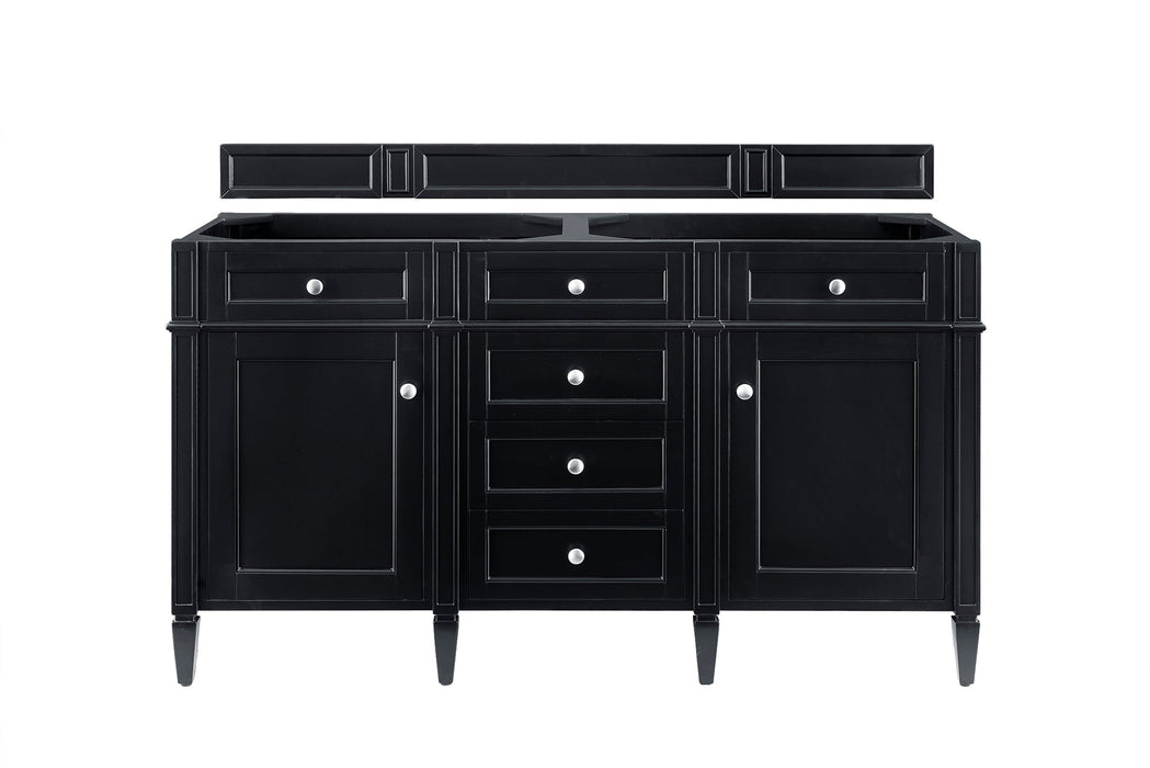 Brittany 60" Double Bathroom Vanity in Black Onyx Double bathroom Vanity James Martin Vanities Eternal Jasmine Pearl Quartz 