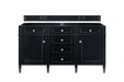 Brittany 60" Double Bathroom Vanity in Black Onyx Double bathroom Vanity James Martin Vanities Eternal Jasmine Pearl Quartz 