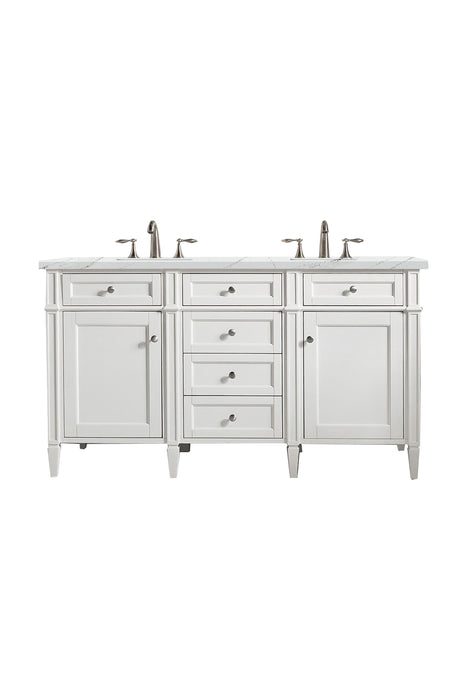 Brittany 60" Double Bathroom Vanity in Bright White Double bathroom Vanity James Martin Vanities White Zeus Quartz 